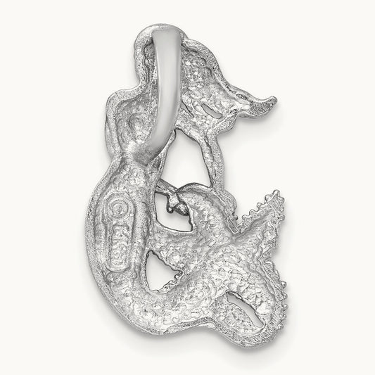 Satin and Diamond-Cut Mermaid Slide, 14K White Gold