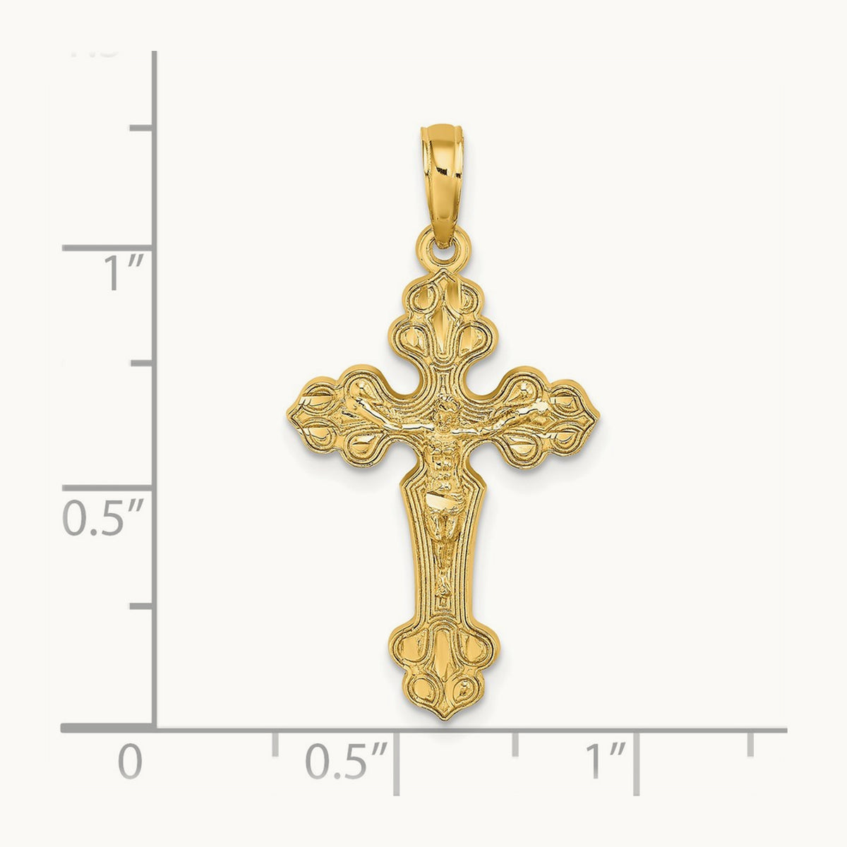 D/C Crucifix W /Fancy Tips Charm, 14K
