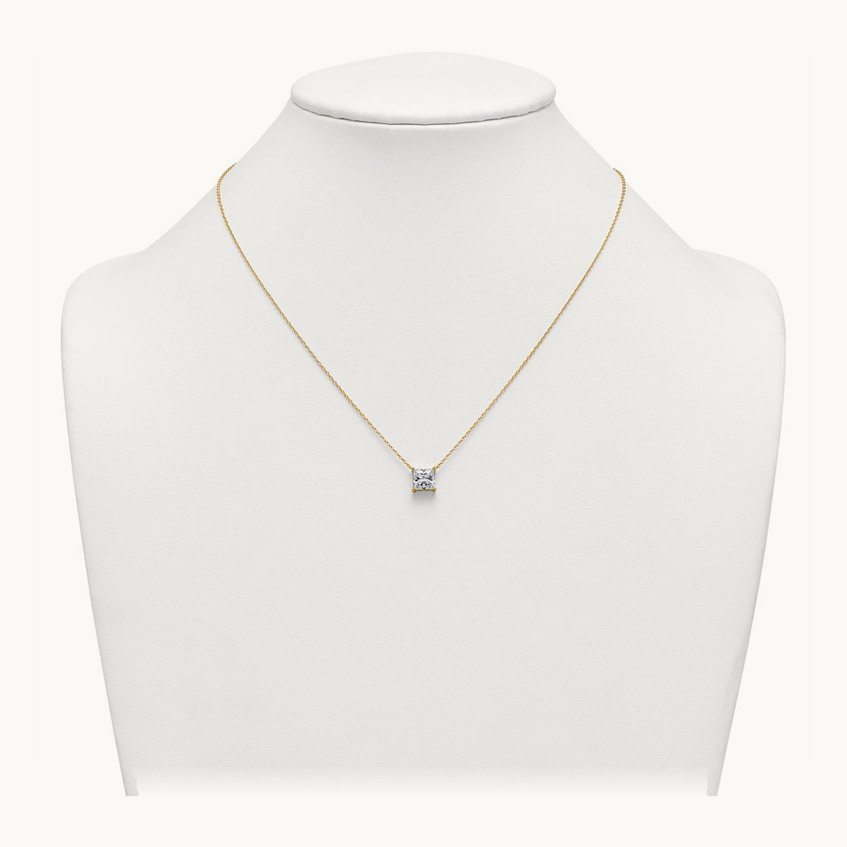 Princess Pendant Necklace, 0.25-4.00 ct tw Lab-Grown Diamond — 2 ct, 14K Yellow Gold