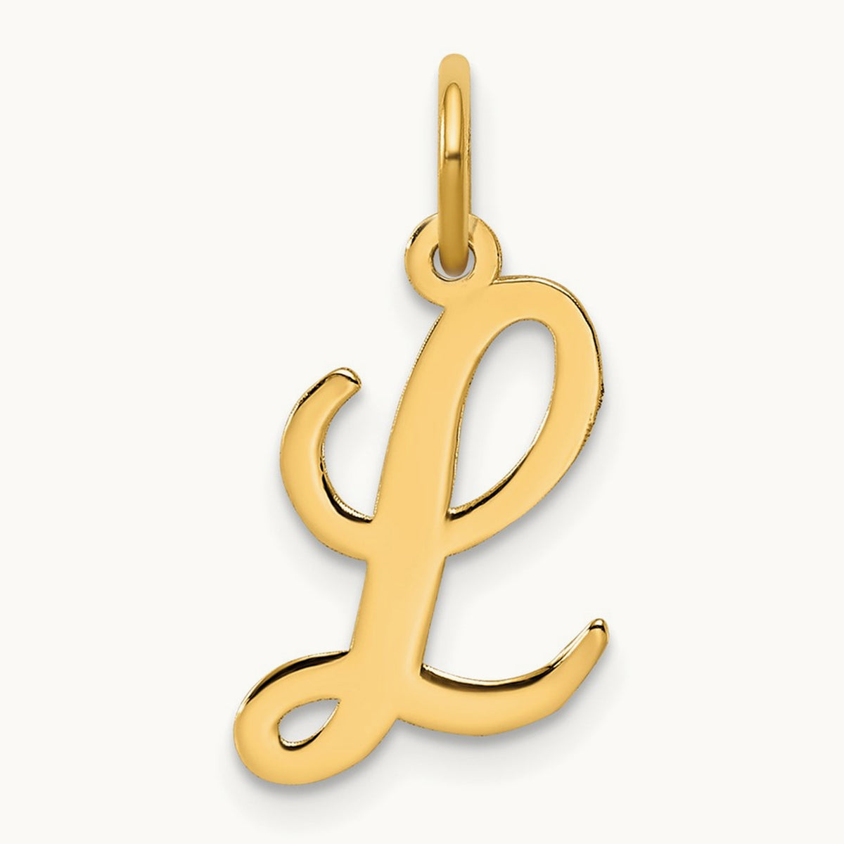 Medium Script Initial Charm — 14K Yellow Gold, L