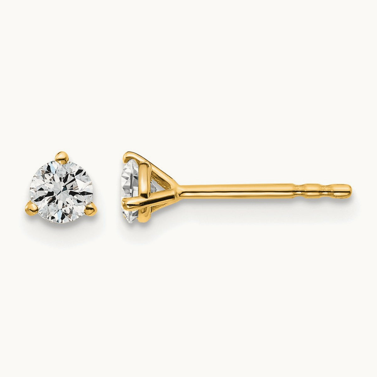 Round Stud Earrings, 0.10-6.00 ct tw Lab-Grown Diamond — 1/3 ct, 14K Yellow Gold