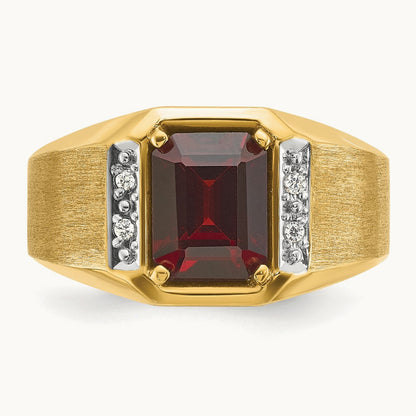 IBGoodman Men's Polished and Satin Cr. Ruby and Diamond Complete Ring, 14K