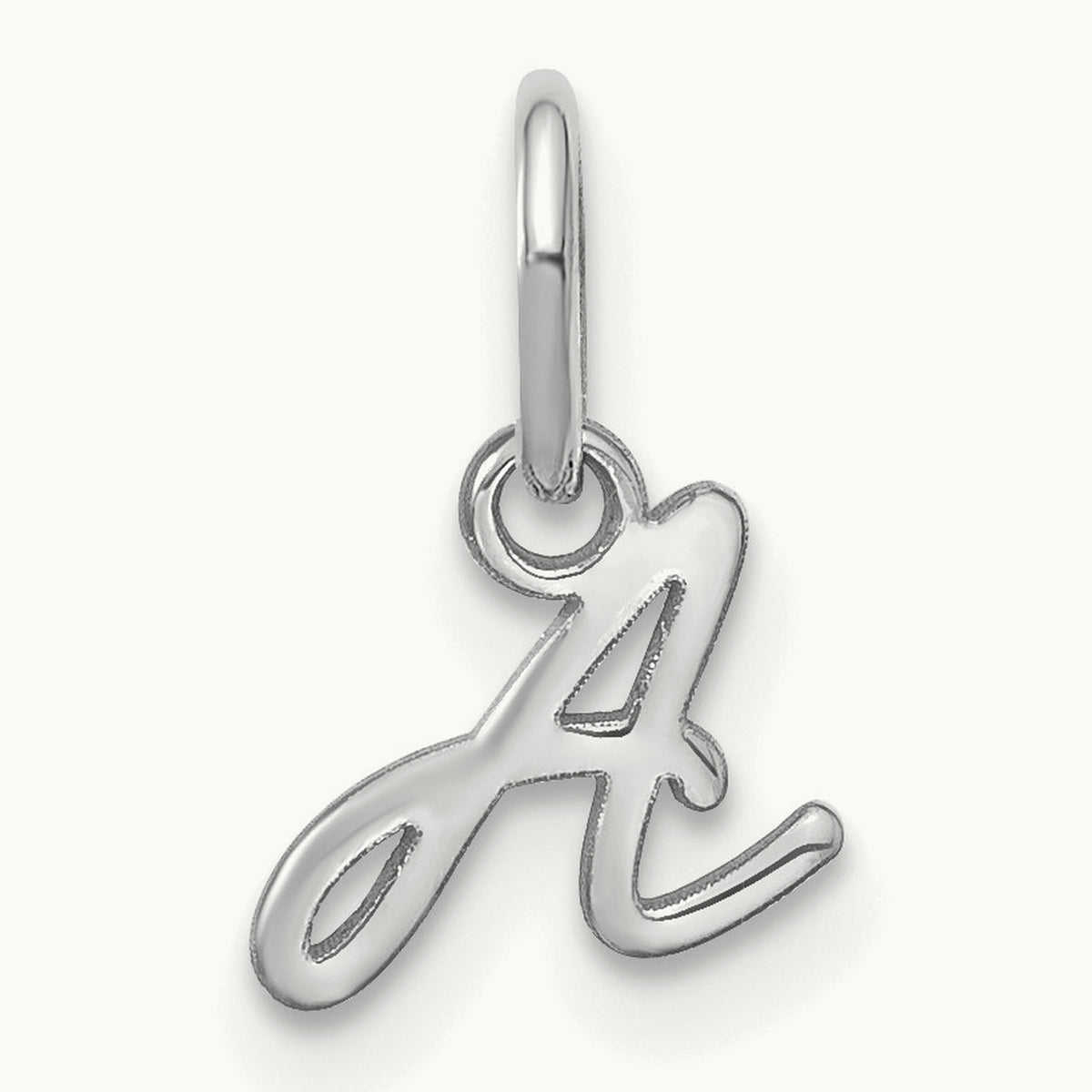 Upper case Initial Charm — 14K White Gold, A