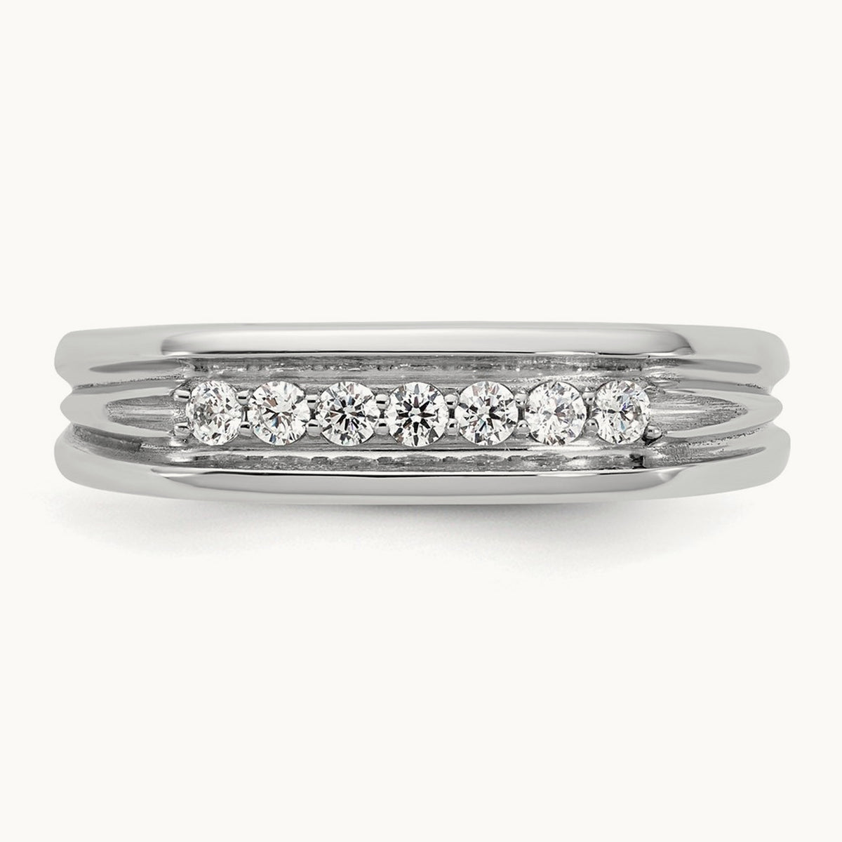 Setting: IB Goodman Men's Polished 7-Stone Diamond Ring Mounting, 14K Gold — 14K White Gold