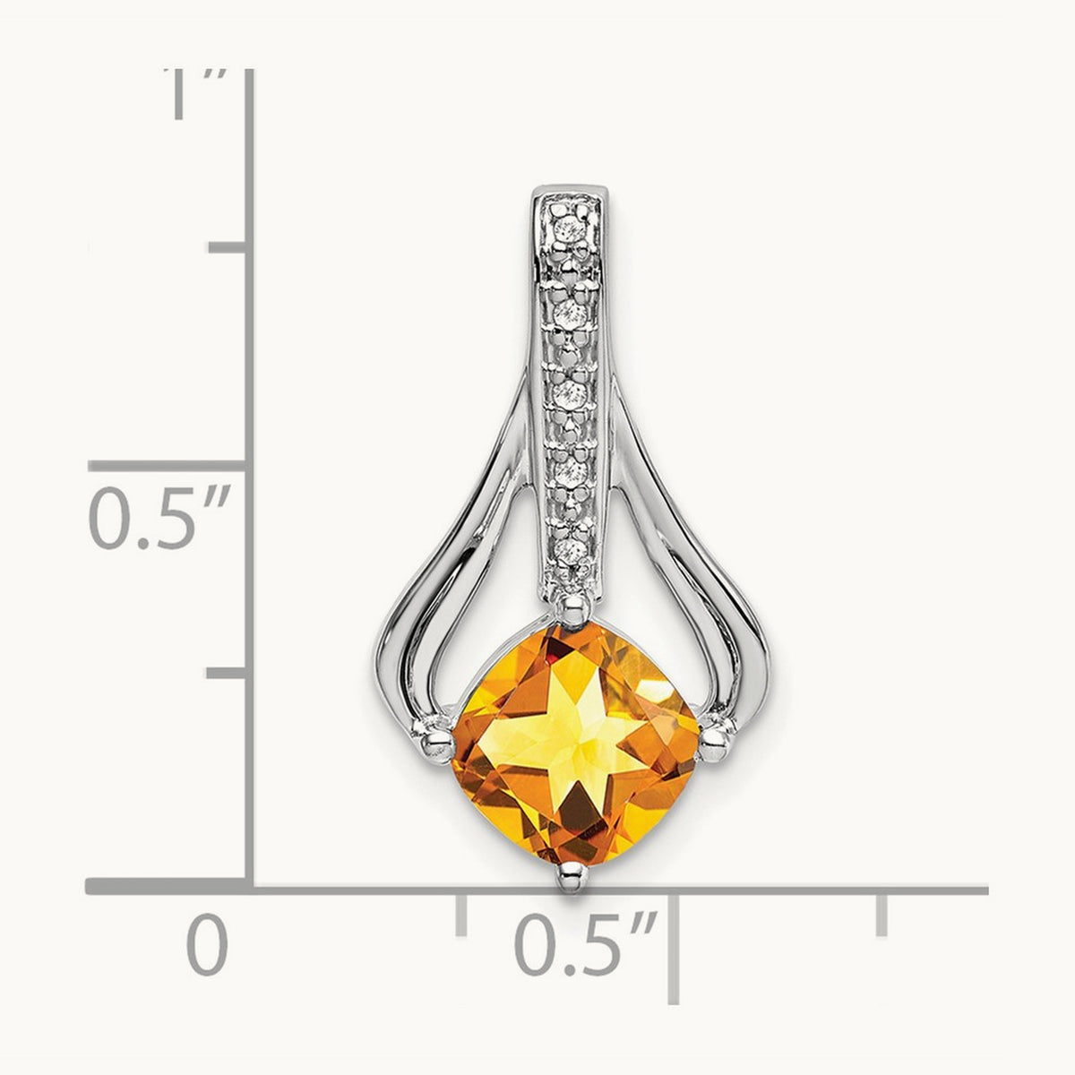 Citrine and Diamond Pendant — 14K White Gold