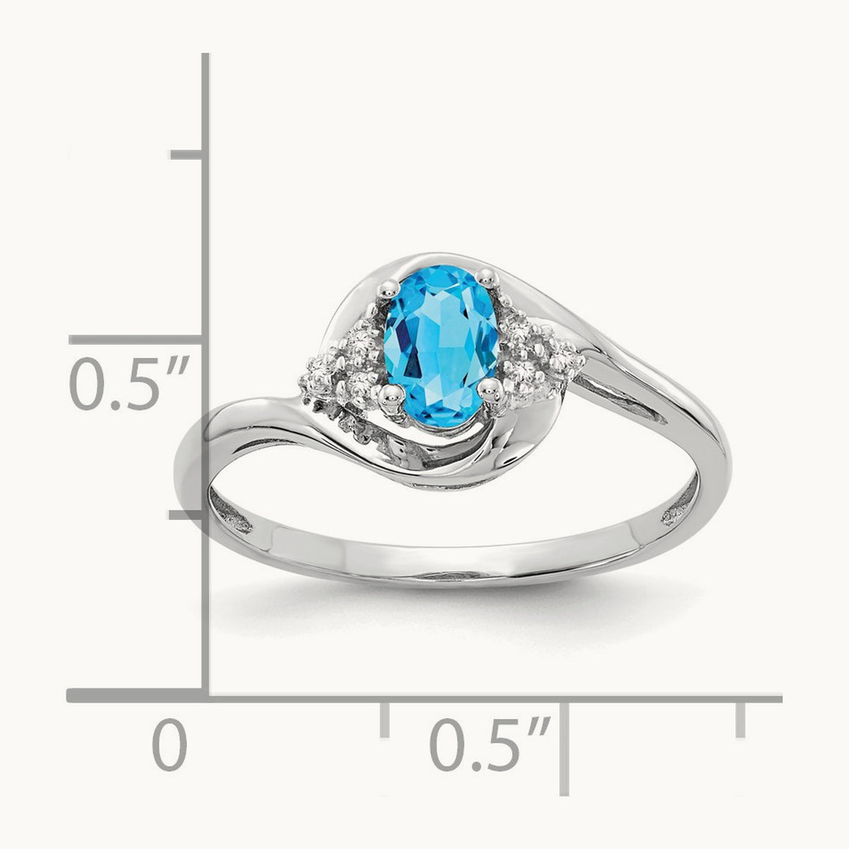 Blue Topaz and Diamond Ring, 14K White Gold