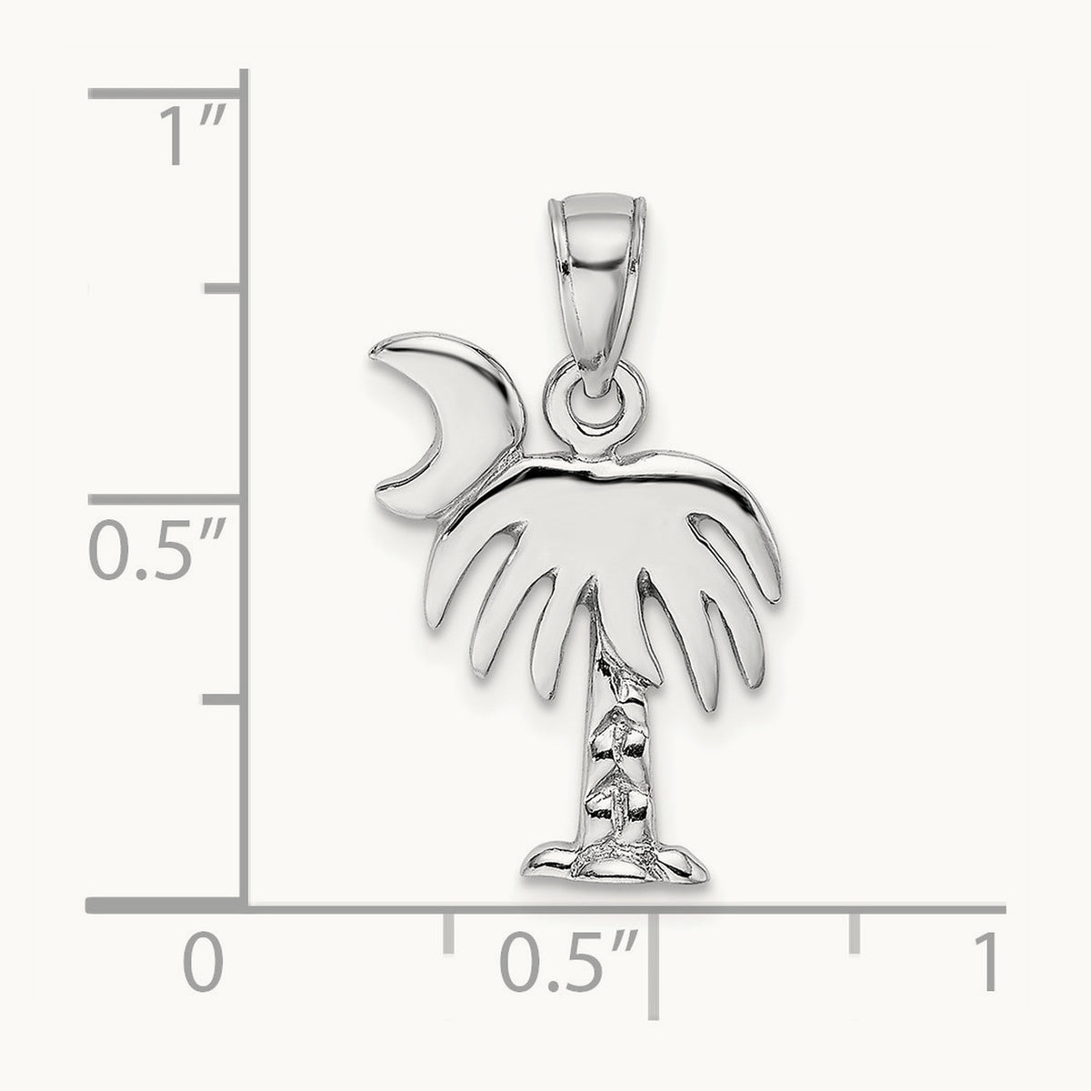 Polished Charleston Palm Tree Charm — 14K White Gold