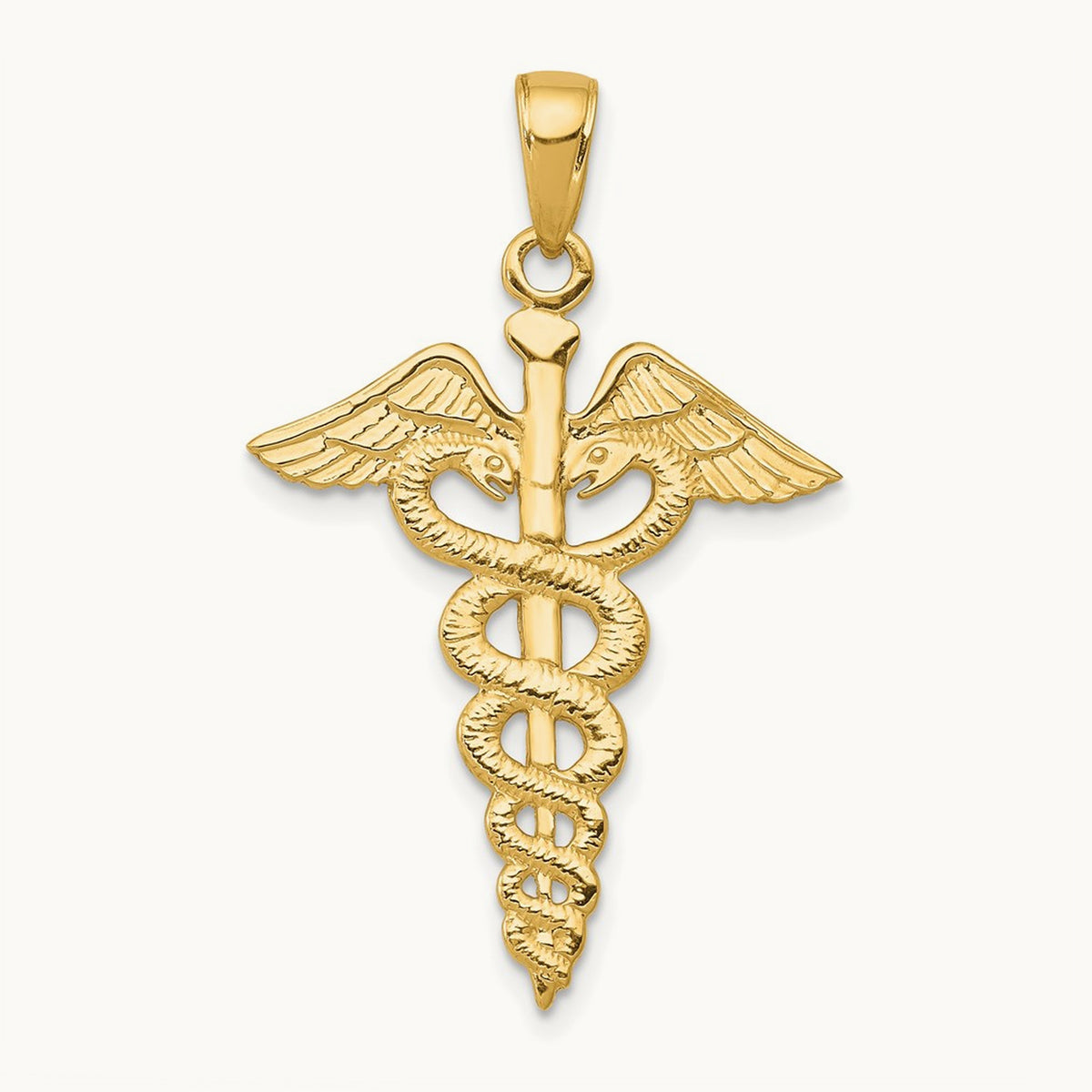 Caduceus Pendant — 14K Yellow Gold