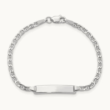 White Gold Semi-Solid Anchor Link ID Bracelet — photo set