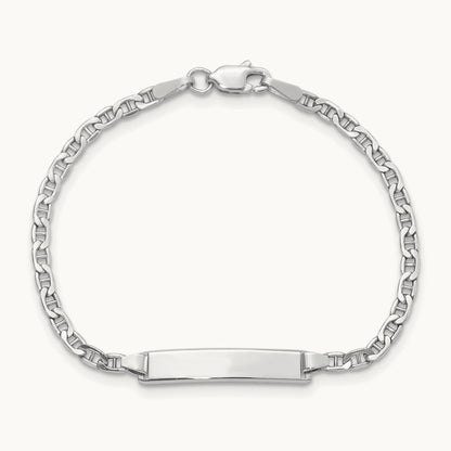 White Gold Semi-Solid Anchor Link ID Bracelet — photo set