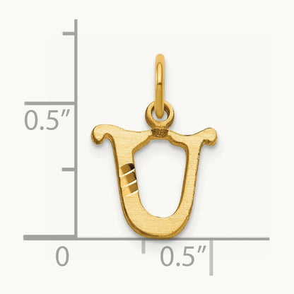 Letter U Initial Charm, 14K