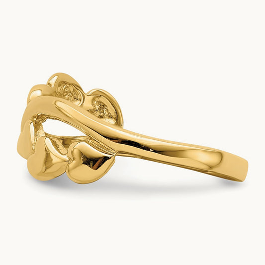 Polished w/ X Design Heart Band, 14K