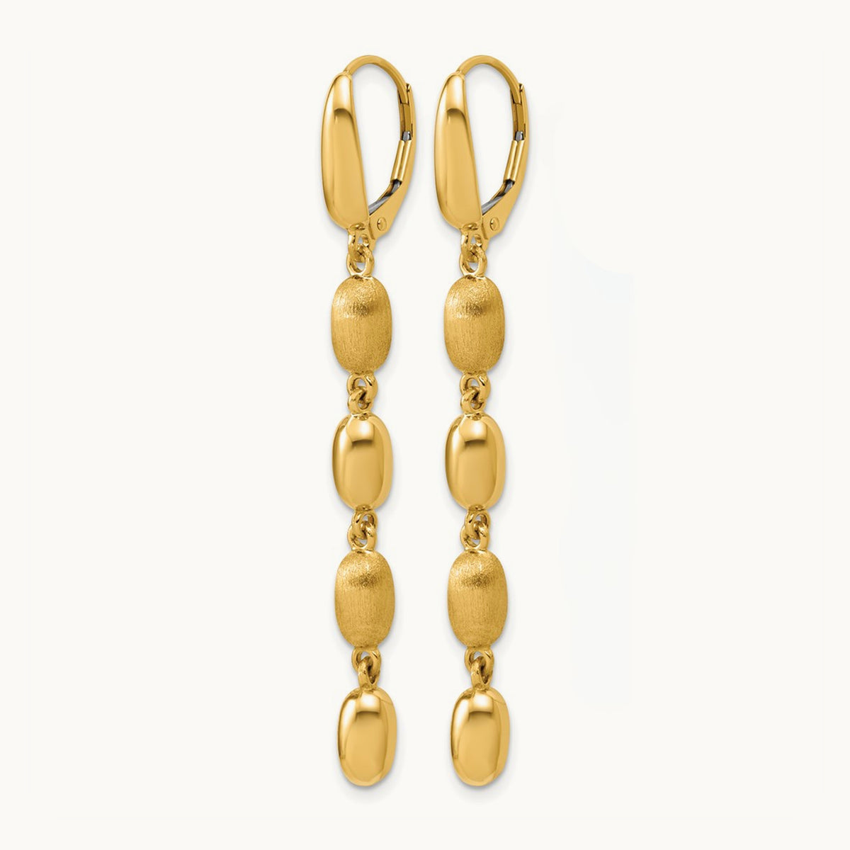 Polished and Brushed Fancy Leverback Dangle Earrings, 14K — Leslie's