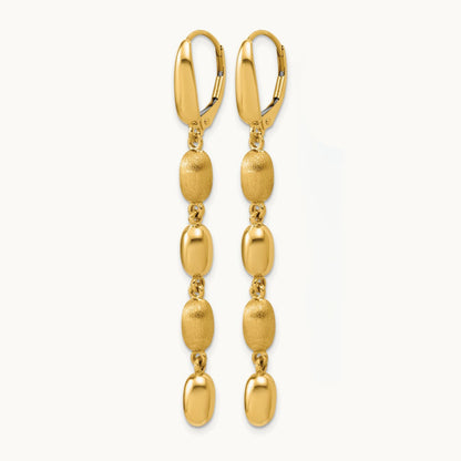 Polished and Brushed Fancy Leverback Dangle Earrings, 14K — Leslie's