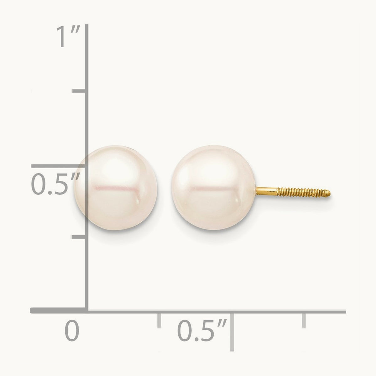 Madi K 7- White Round Freshwater Cultured Pearl Screwback Earrings, 8mm, 14K