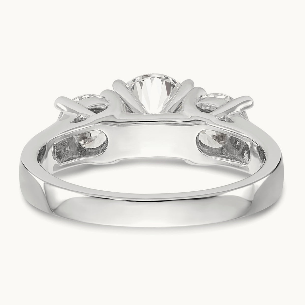 3-Stone Diamond Peg Set Semi-mount Engagement Ring, 14K White Gold