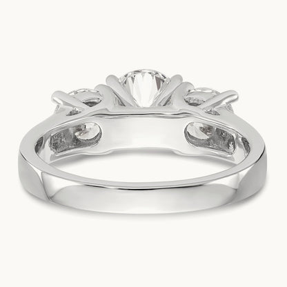 3-Stone Diamond Peg Set Semi-mount Engagement Ring, 14K White Gold