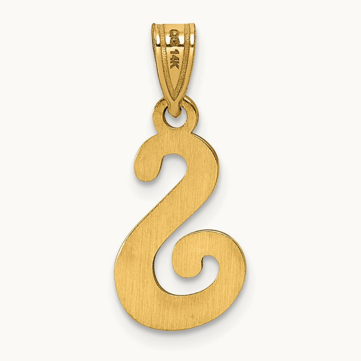 Script Letter S Initial Pendant, 14K Yellow Gold