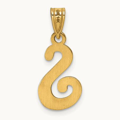 Script Letter S Initial Pendant, 14K Yellow Gold