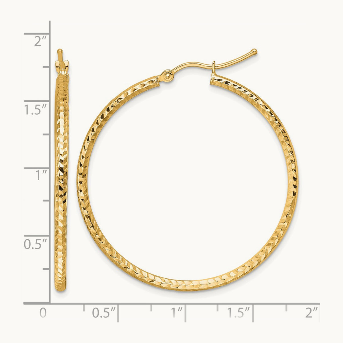 Diamond-cut Round Tube Hoop Earrings, 2mm — Leslie's