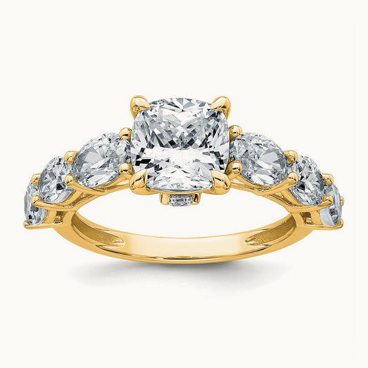 Cushion Semi-Mount Engagement Ring, 3.75 ct tw Lab-Grown Diamond — 14K Yellow Gold