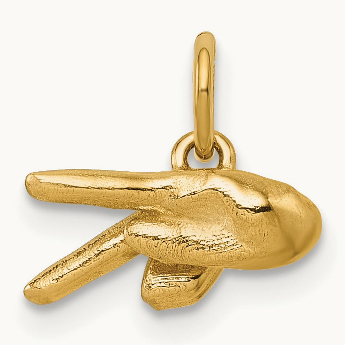 American Sign Language Alphabet Fingerspelling Sign P Pendant, 14K