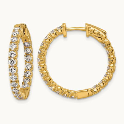 In/Out Safety Clasp Hoop Earrings, 2.00 ct tw Lab-Grown Diamond
