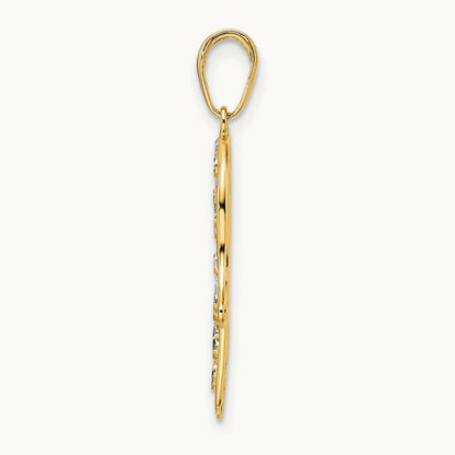 & White Rhodium D/C Fancy Hamsa Pendant, 14K