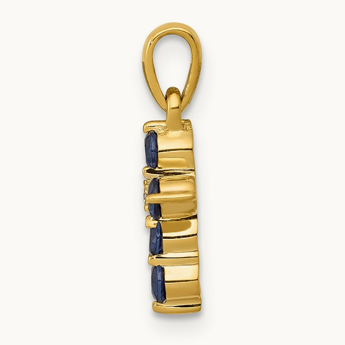 Sapphire and Diamond Cross Pendant, 14K