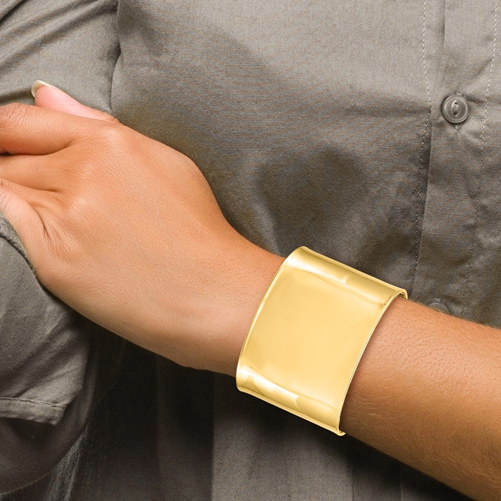 Polished Cuff Bangle — 14K Yellow Gold, 47mm