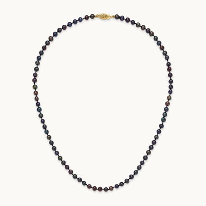 4- Black Near Round Freshwater Cultured Pearl Necklace, 5mm, 14K