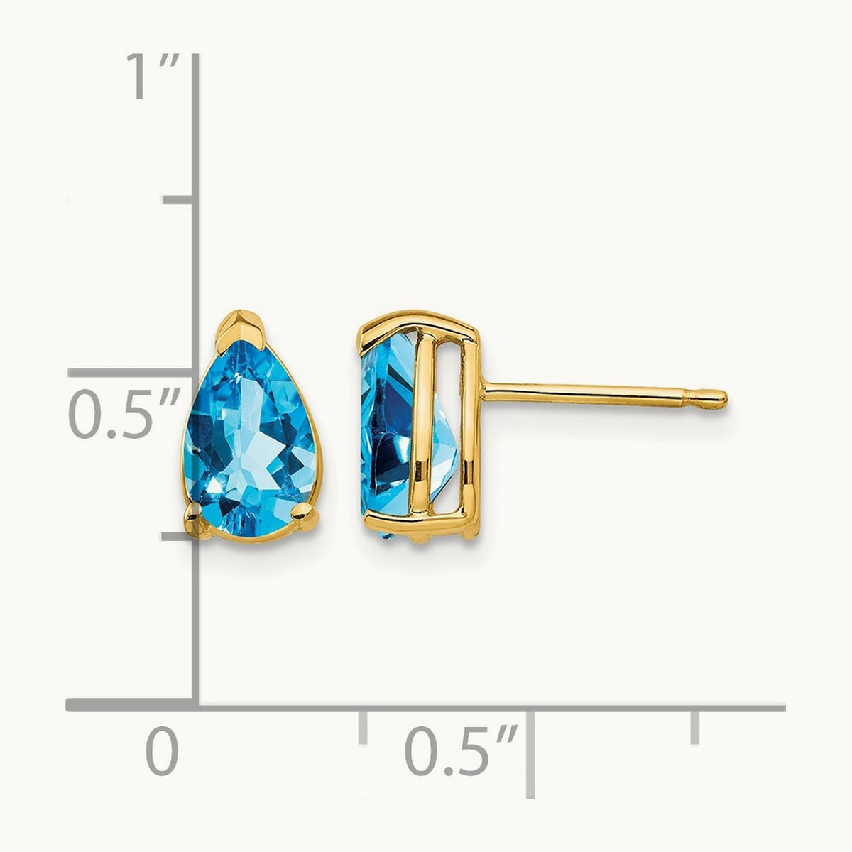 8x5mm Pear Blue Topaz Earrings, 14K