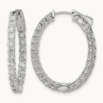 Oval in/Out Safety Clsp Hoop Earrings, 2.75 ct tw Lab-Grown Diamond