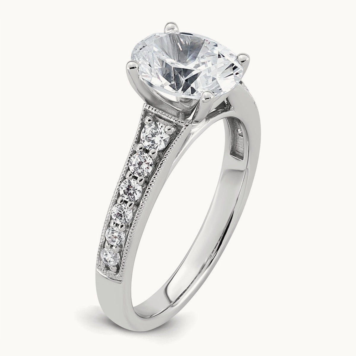 Oval Engagement Ring, 1.75 ct tw Lab-Grown Diamond — 14K White Gold
