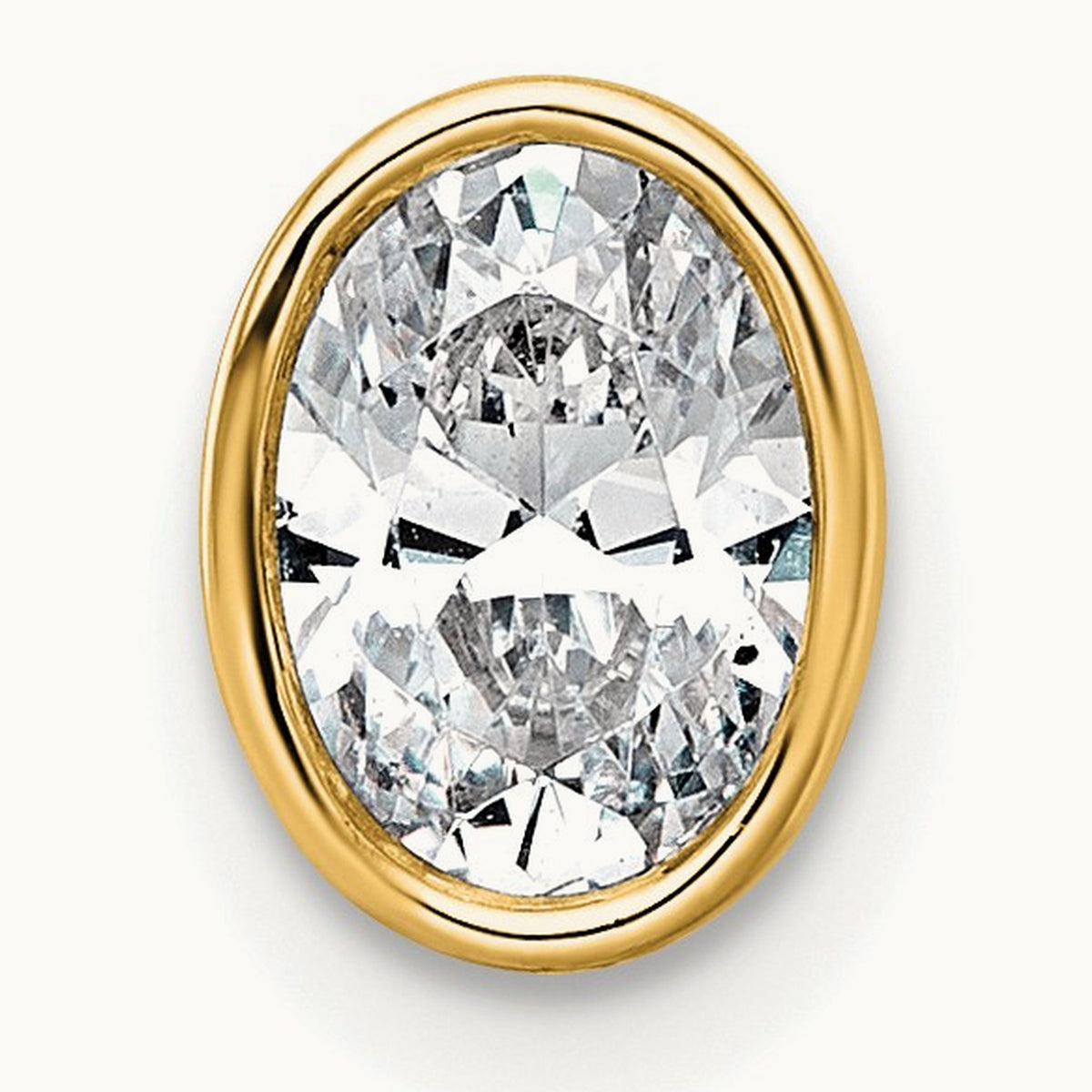 Oval Bezel Set Chain Slide Pendant, 0.25-3.00 ct tw Lab-Grown Diamond — 3/4 ct, VS (Best), 14K Yellow Gold