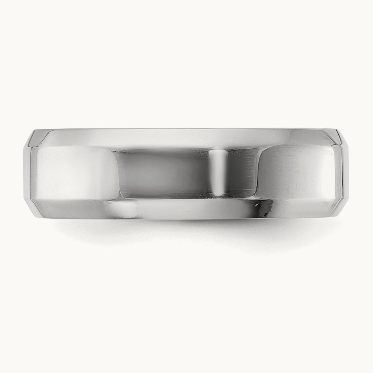 Rhodium-plated Bevel Edge Band — photo set