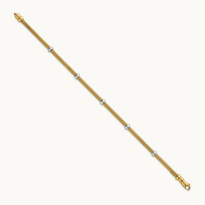 Polished Fancy Mesh With Bead Bracelet, 14K Two-tone