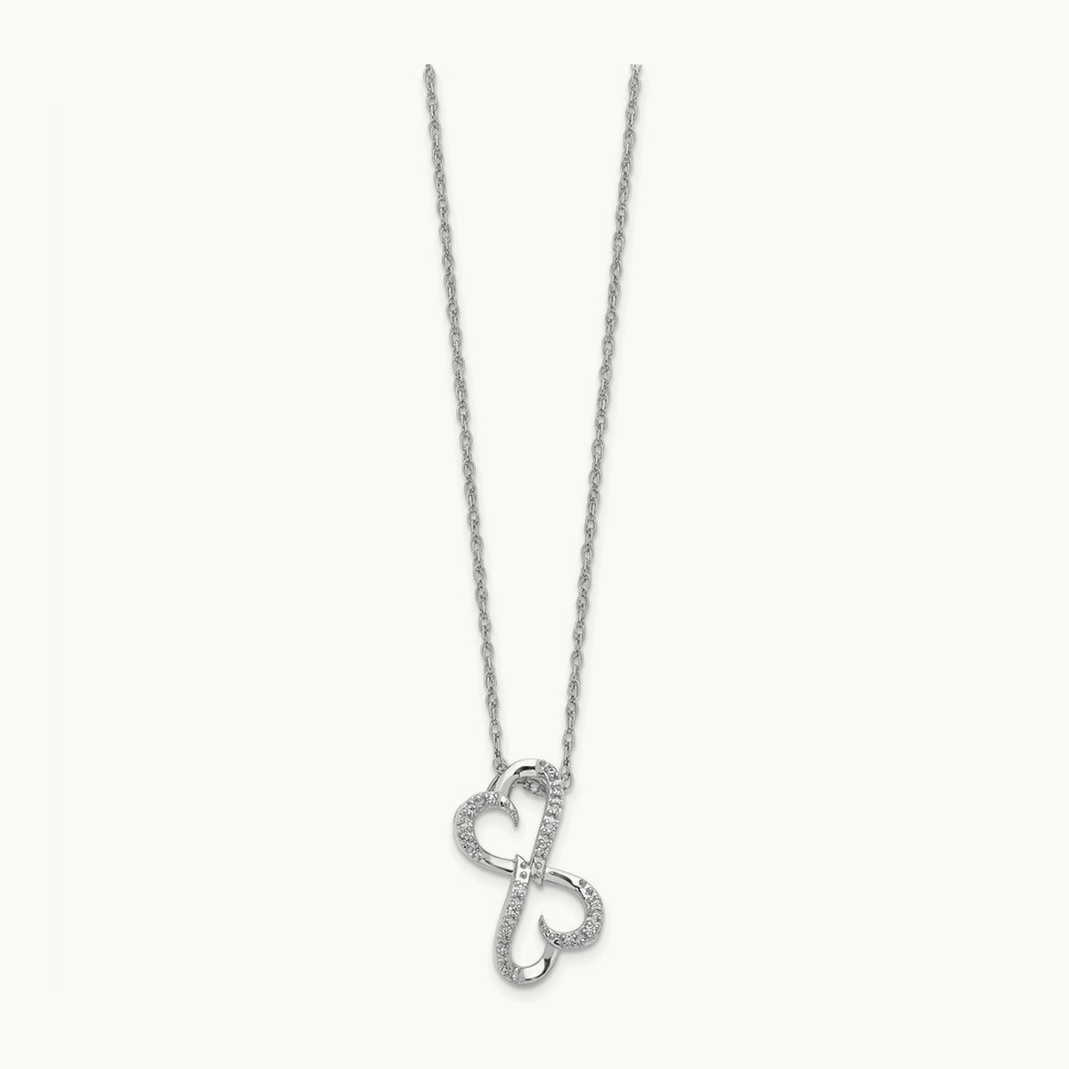 Diamond Heart 18 inch Necklace, 14K White Gold