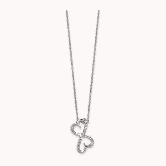 Diamond Heart 18 inch Necklace, 14K White Gold