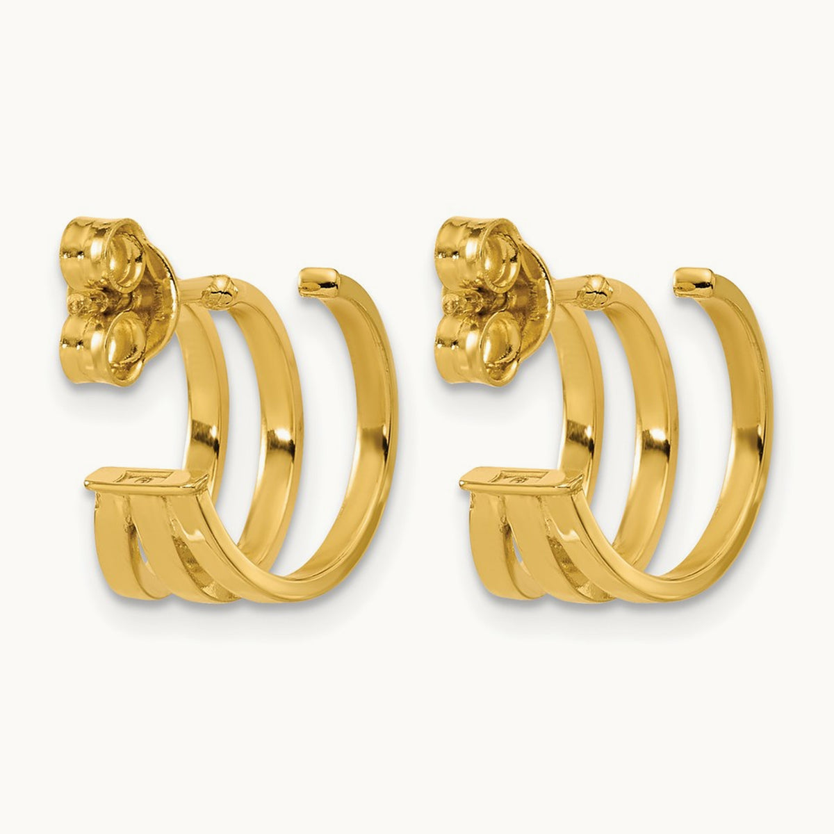 Polished 3-row Post J-hoop Earrings, 14K — Leslie's