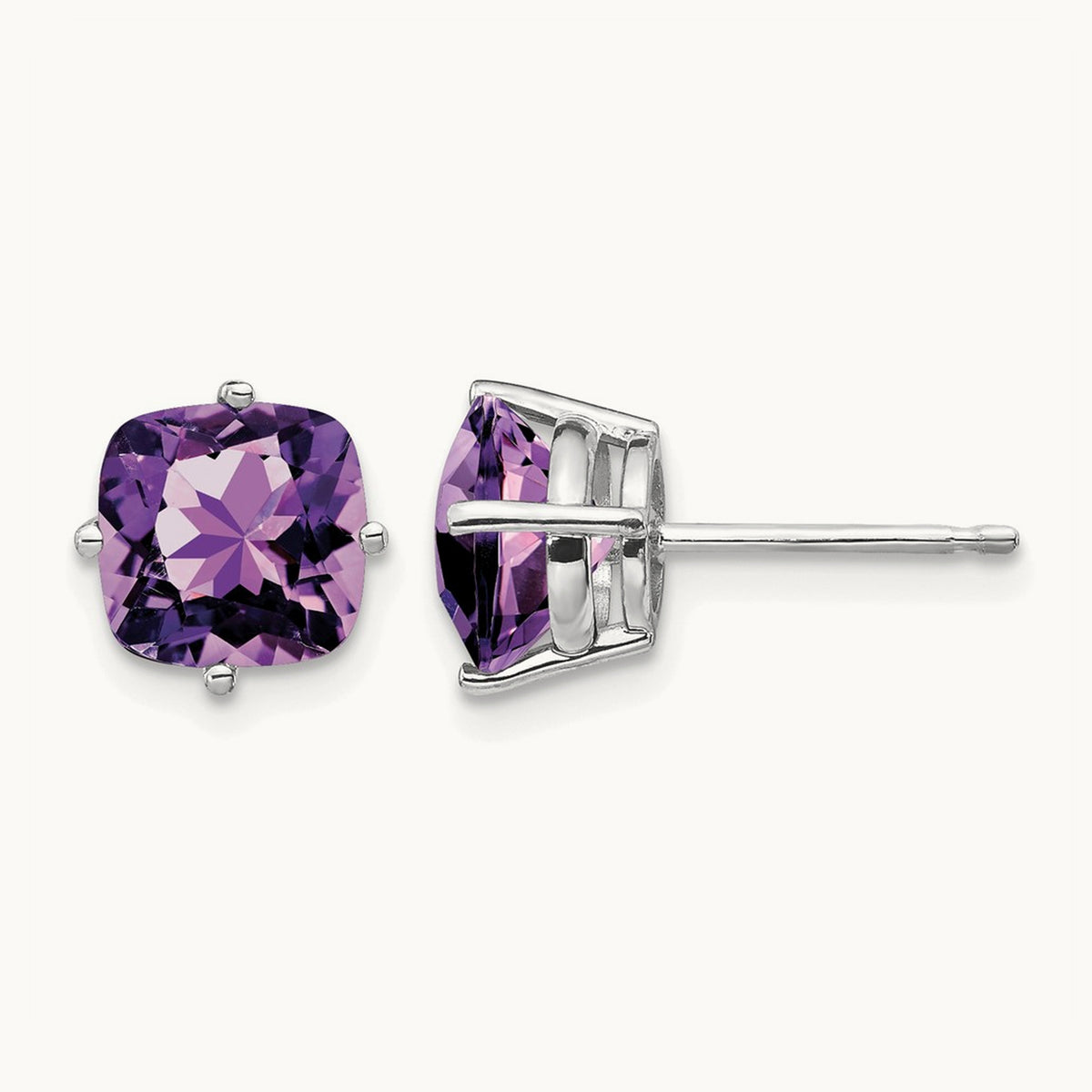 Cushion Earring Mounting, 7mm, 14K White Gold