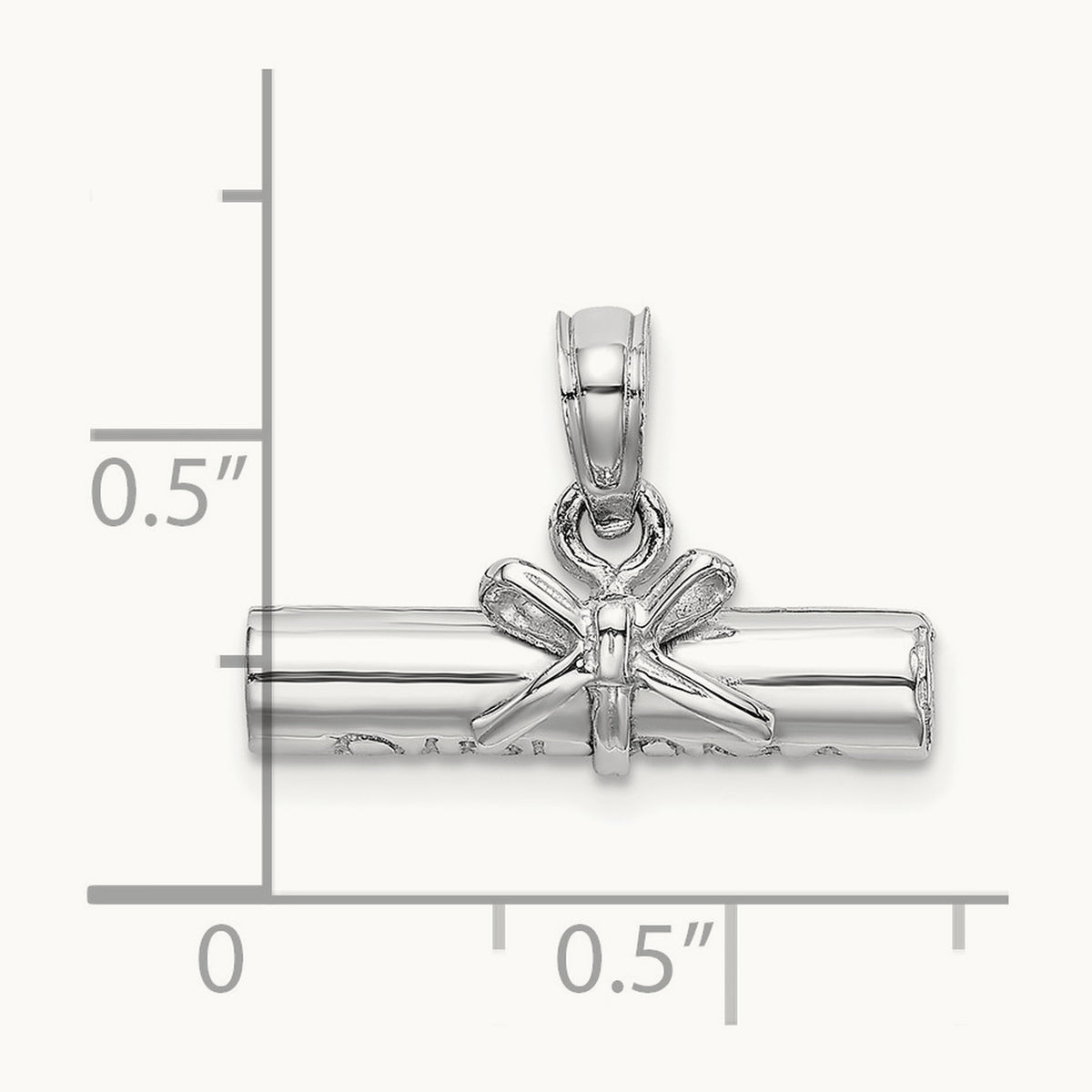 3-D DIPLOMA Rolled Up Charm, 14K White Gold