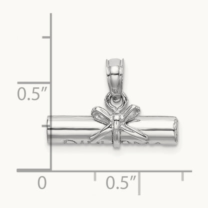 3-D DIPLOMA Rolled Up Charm, 14K White Gold