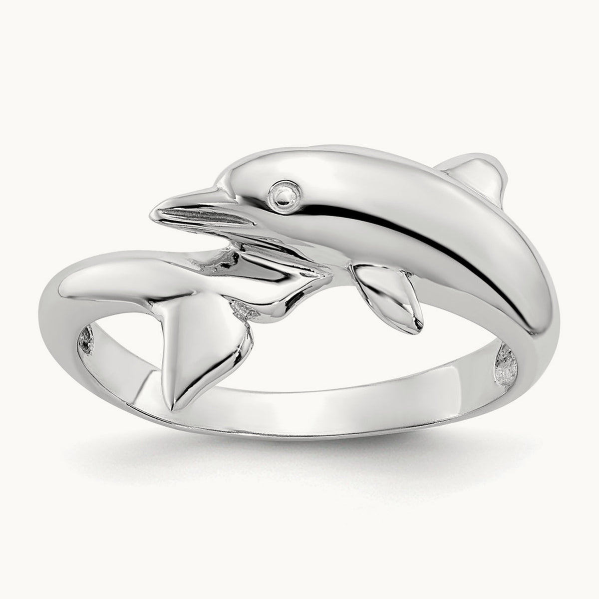 Dolphin Ring, 14K White Gold