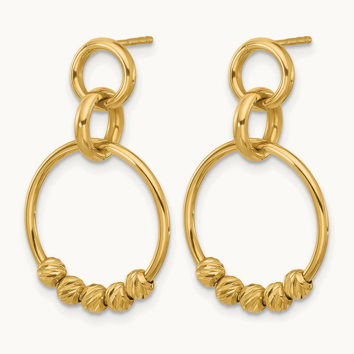 Polished and Diamond-cut Dangle Post Earrings, 14K — Leslie's
