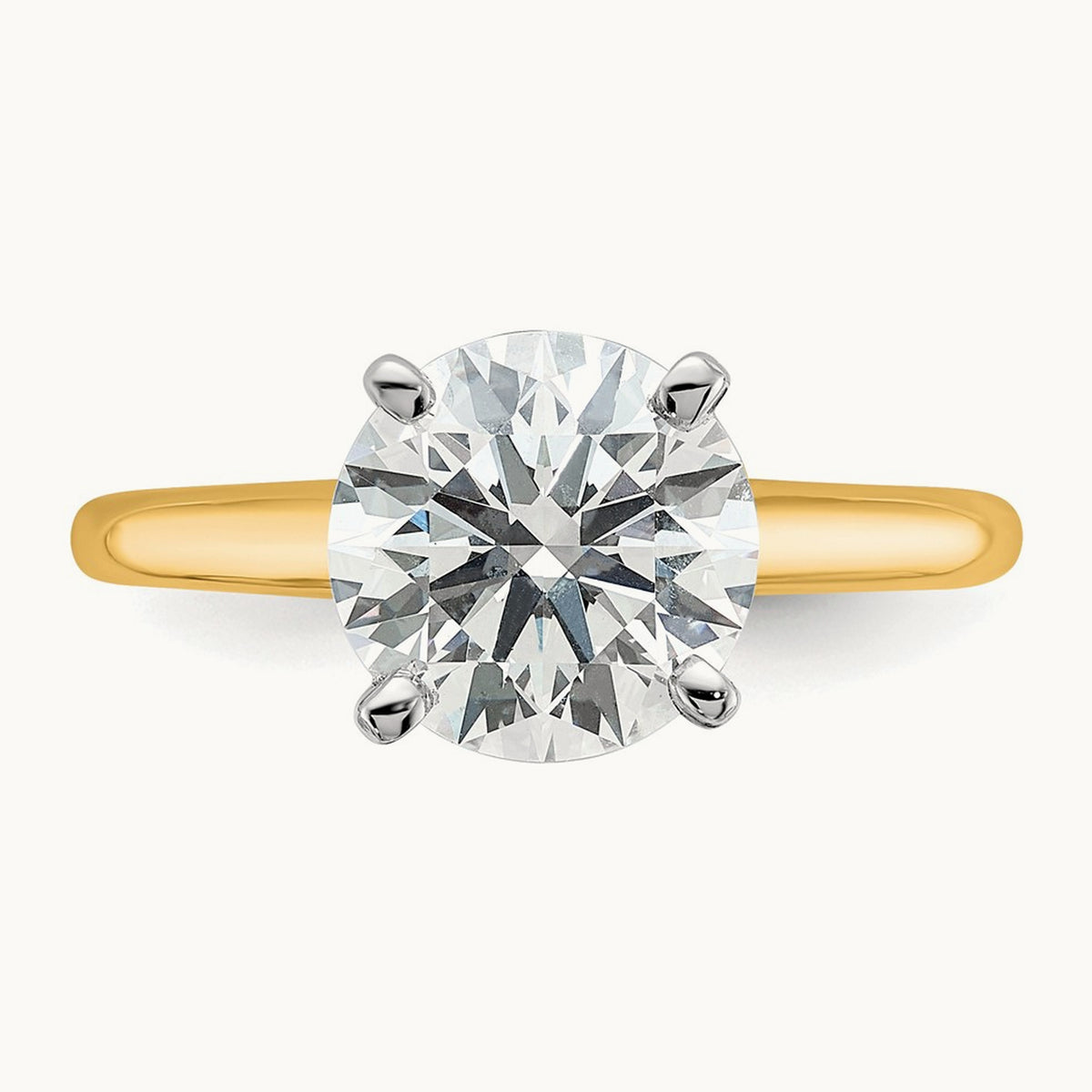 Round Solitaire Engagement Ring, 0.25-5.00 ct tw Lab-Grown Diamond — 2 1/2 ct, 14K Two-Tone