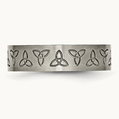 Brushed Trinity Symbol Flat Band — photo set