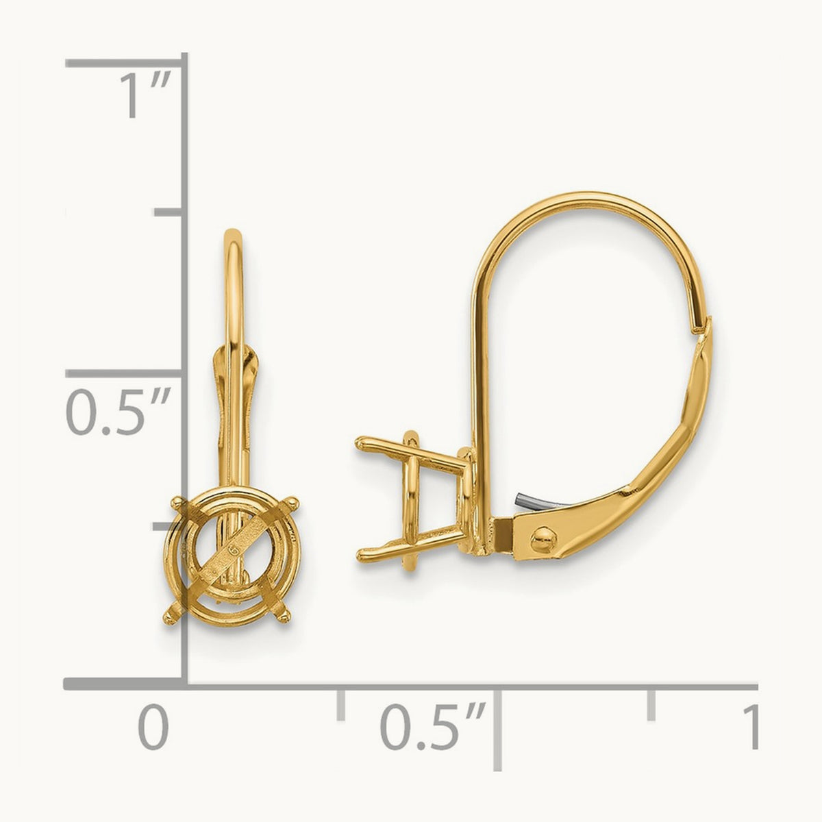 Setting: Round Leverback Earring Mounting — 14K Yellow Gold