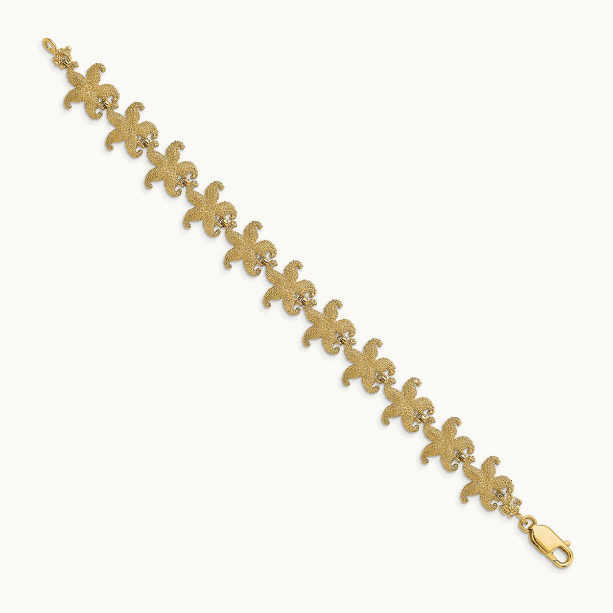 Puffed Starfish Link Bracelet, 14K
