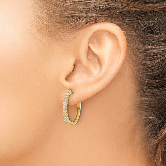 Hinged Hoop Earrings, 0.75 ct tw Lab-Grown Diamond — 14K Yellow Gold